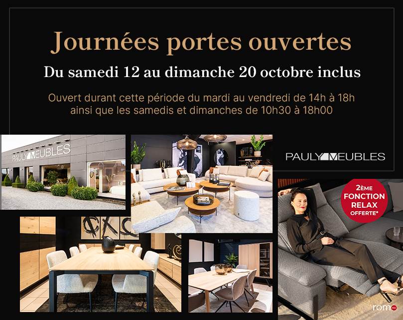 Pauly Meubles - Portes ouvertes du 12 au 20 octobre inclus